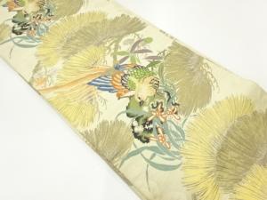 アンティーク　花鳥模様織出し丸帯（材料）